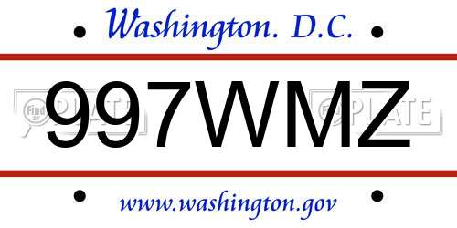997WMZ District Of Columbia License Plate