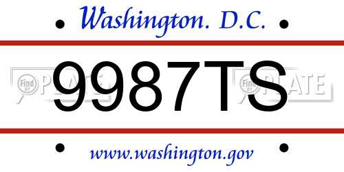 9987TS District Of Columbia License Plate