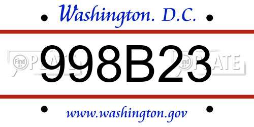 998B23 District Of Columbia License Plate