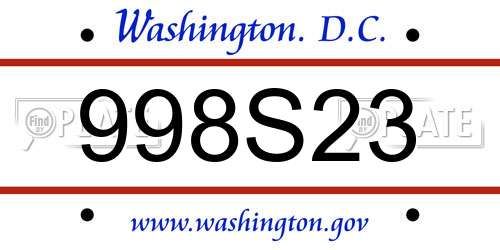 998S23 District Of Columbia License Plate