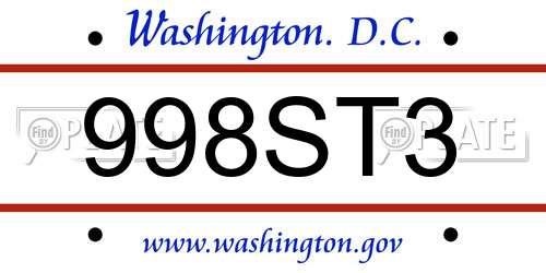 998ST3 District Of Columbia License Plate