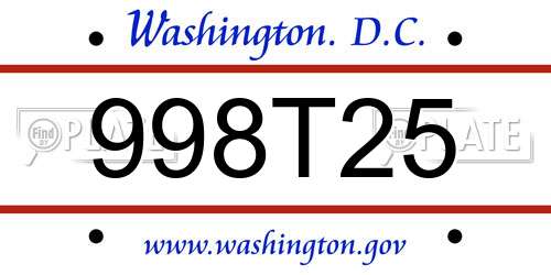 998T25 District Of Columbia License Plate