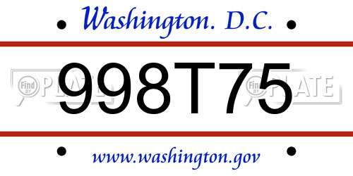 998T75 District Of Columbia License Plate