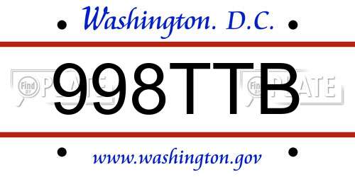 998TTB District Of Columbia License Plate