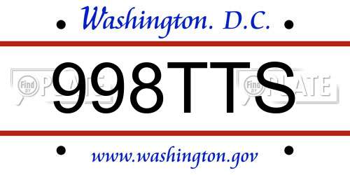 998TTS District Of Columbia License Plate