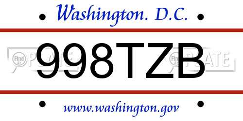 998TZB District Of Columbia License Plate