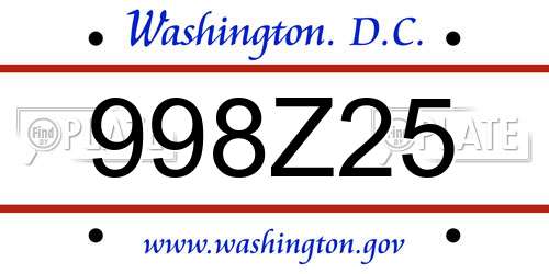 998Z25 District Of Columbia License Plate