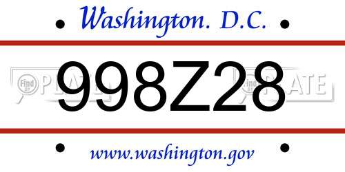 998Z28 District Of Columbia License Plate