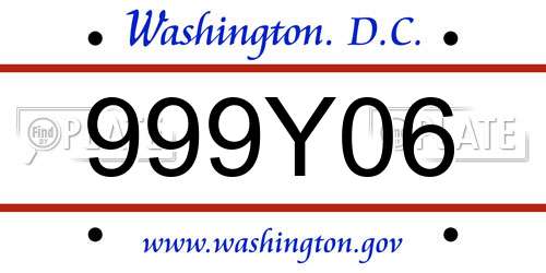 999Y06 District Of Columbia License Plate
