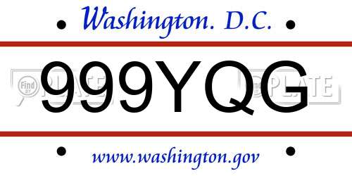999YQG District Of Columbia License Plate