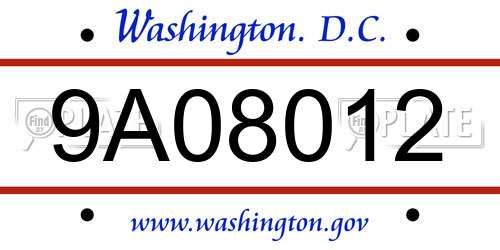 9A08012 District Of Columbia License Plate