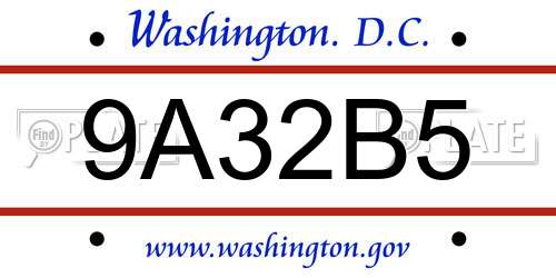 9A32B5 District Of Columbia License Plate