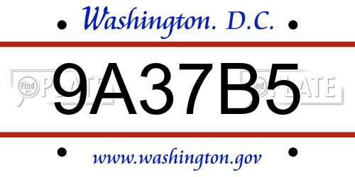 9A37B5 District Of Columbia License Plate