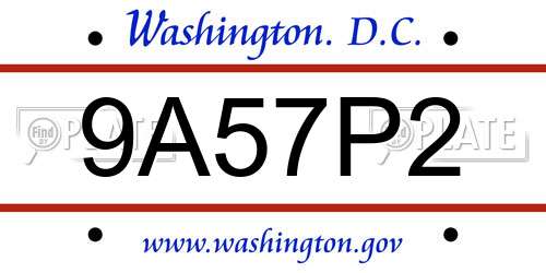 9A57P2 District Of Columbia License Plate