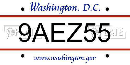 9AEZ55 District Of Columbia License Plate
