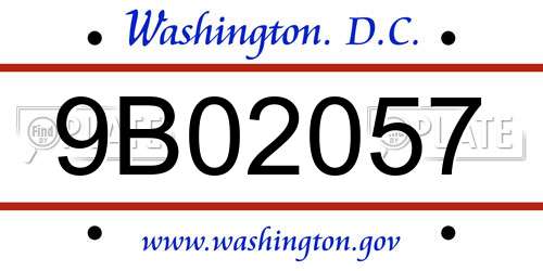 9B02057 District Of Columbia License Plate
