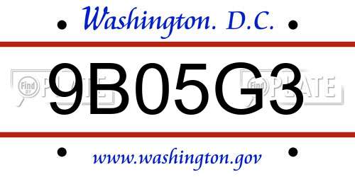 9B05G3 District Of Columbia License Plate