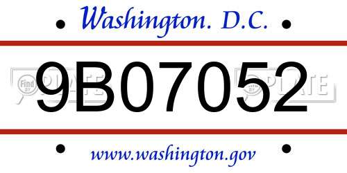 9B07052 District Of Columbia License Plate