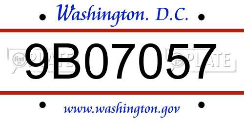 9B07057 District Of Columbia License Plate