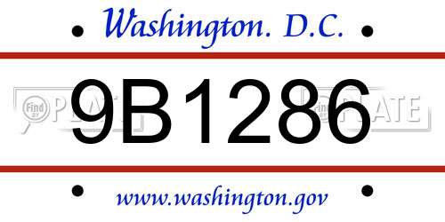 9B1286 District Of Columbia License Plate