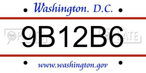9B12B6 District Of Columbia License Plate