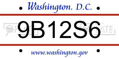 9B12S6 District Of Columbia License Plate