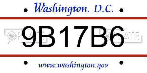 9B17B6 District Of Columbia License Plate