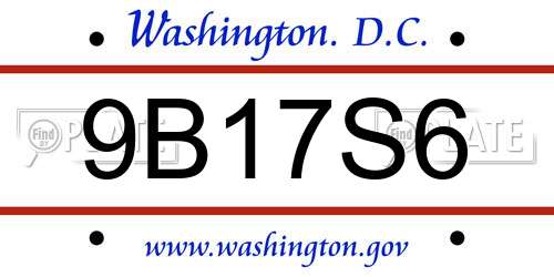 9B17S6 District Of Columbia License Plate