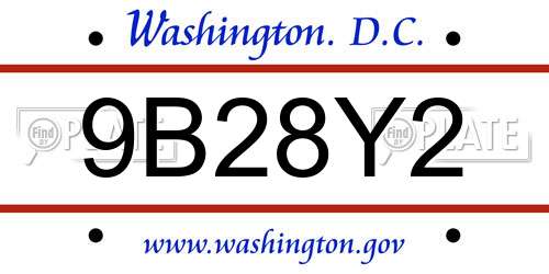 9B28Y2 District Of Columbia License Plate