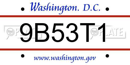 9B53T1 District Of Columbia License Plate