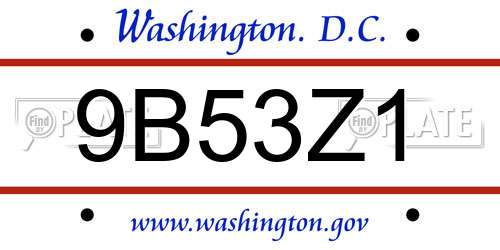 9B53Z1 District Of Columbia License Plate