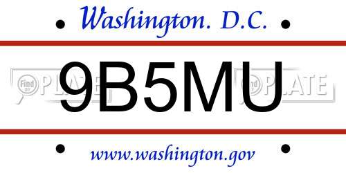 9B5MU District Of Columbia License Plate