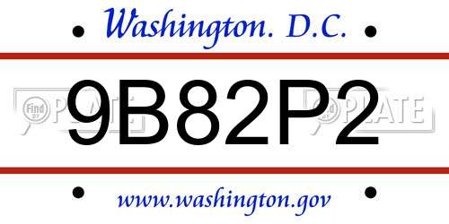 9B82P2 District Of Columbia License Plate