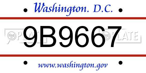 9B9667 District Of Columbia License Plate