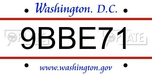 9BBE71 District Of Columbia License Plate