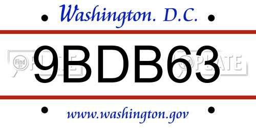 9BDB63 District Of Columbia License Plate
