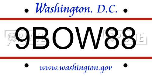 9BOW88 District Of Columbia License Plate