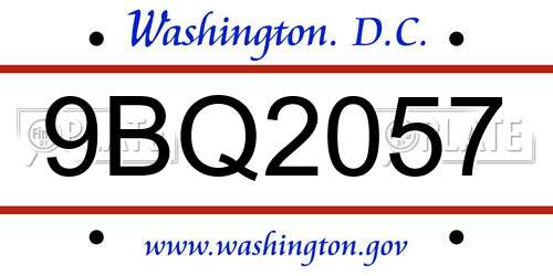 9BQ2057 District Of Columbia License Plate