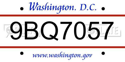 9BQ7057 District Of Columbia License Plate