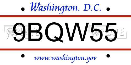 9BQW55 District Of Columbia License Plate