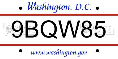 9BQW85 District Of Columbia License Plate