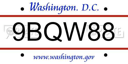 9BQW88 District Of Columbia License Plate