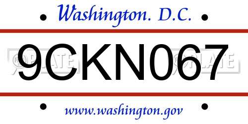 9CKN067 District Of Columbia License Plate