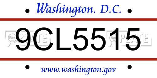 9CL5515 District Of Columbia License Plate