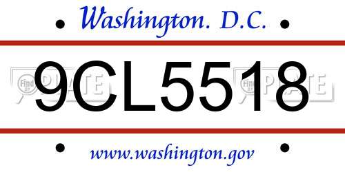 9CL5518 District Of Columbia License Plate