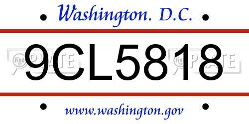 9CL5818 District Of Columbia License Plate