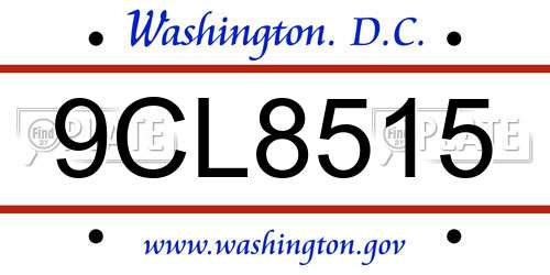 9CL8515 District Of Columbia License Plate