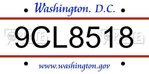 9CL8518 District Of Columbia License Plate