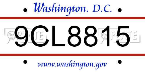 9CL8815 District Of Columbia License Plate