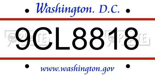 9CL8818 District Of Columbia License Plate